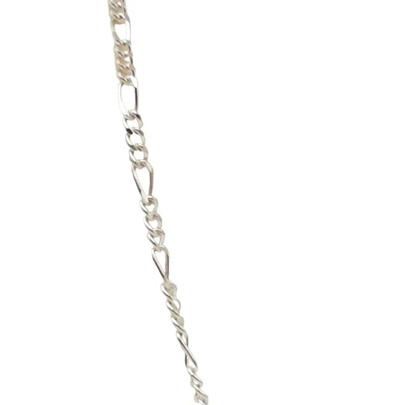 Figaro Chain Necklace Silver Tone Lobster Closure Vintage 18 in - Picture 2 of 5